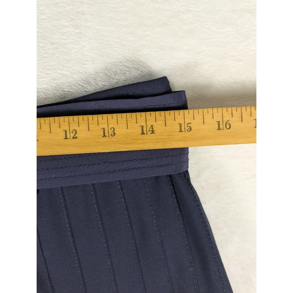Tory Burch Navy Blue Pleated Wrap Skirt Tie‎ Waist Mini Size 6 Wool Blend